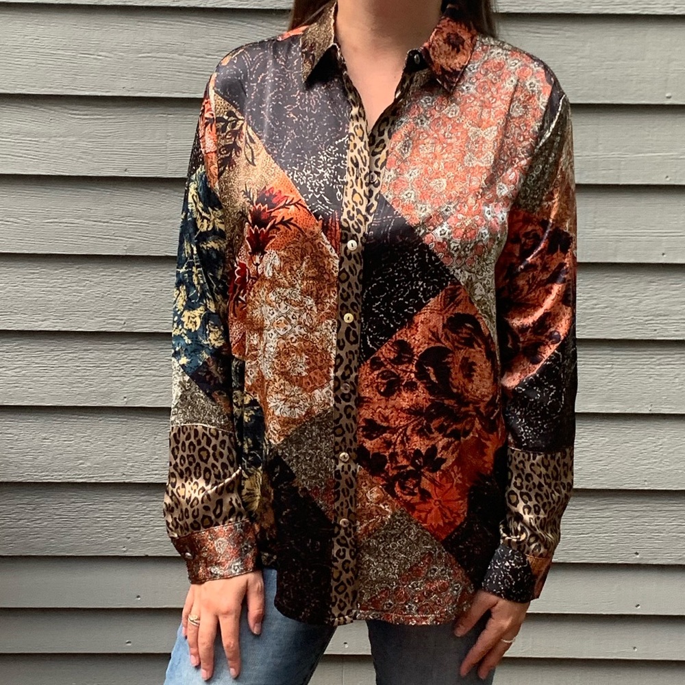 Johnny Was Patchwork Shirt - Velvet/Silk - Picture 7 of 11
